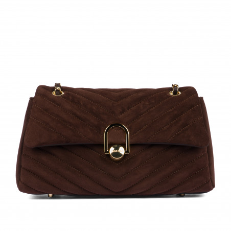 Bolso de mujer tipo bandolera 052g de ante color café