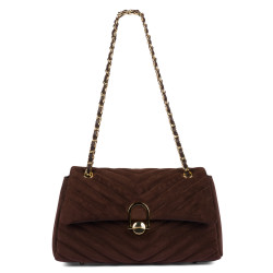 Bolso de mujer tipo bandolera 052g de ante color café
