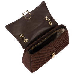 Bolso de mujer tipo bandolera 052g de ante color café