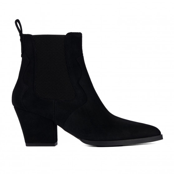 Botines de tacón para dama 1418 negro velur