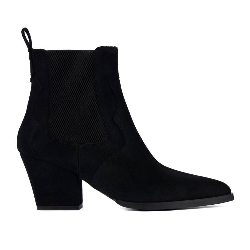 Botines de tacón para dama 1418 negro velur