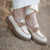 Zapatos casuales de mujer 6092 rafia beige combinada lifestyle