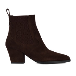 Botines de tacón para mujer 1418 chocolate de terciopelo