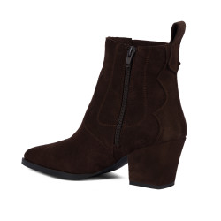Botines de tacón para mujer 1418 chocolate de terciopelo