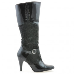 Botas de mujer 1109 charol negro + antílope negro