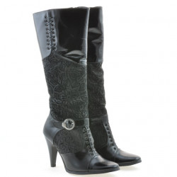 Botas de mujer 1109 charol negro + antílope negro