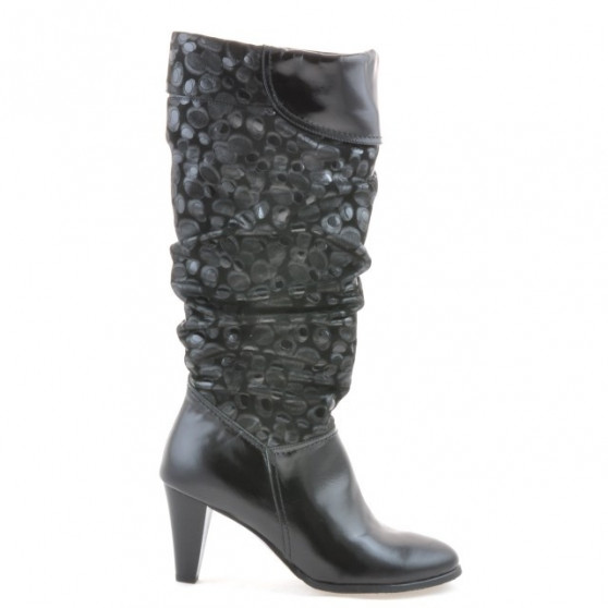 Botas de mujer 1120 charol negro + gamuza globo