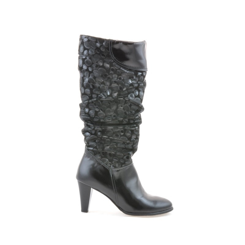 Botas de mujer 1120 charol negro + gamuza globo