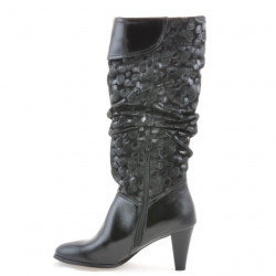 Botas de mujer 1120 charol negro + gamuza globo