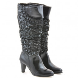 Botas de mujer 1120 charol negro + gamuza globo