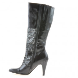 Botas de mujer 1109 charol negro combinado
