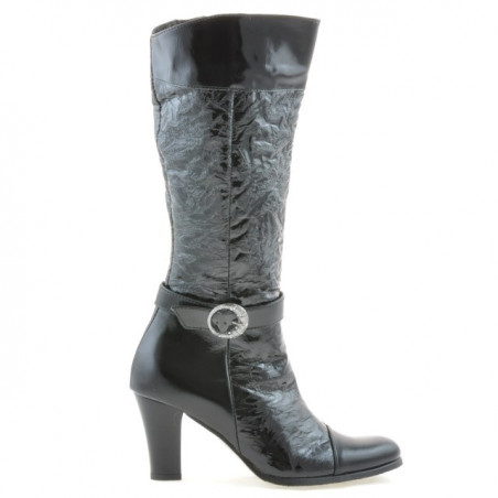 Botas de mujer 017 crepé charol negro
