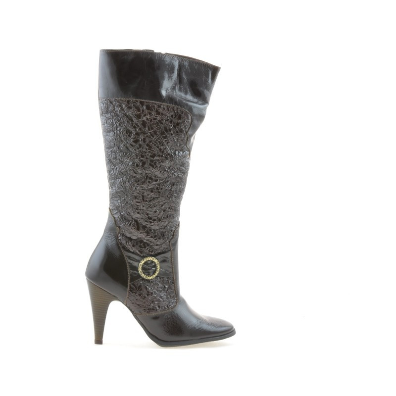 Botas de mujer 1108 crepé charol café