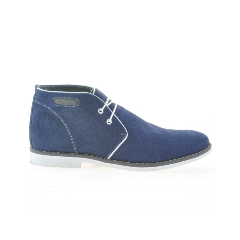 Botines para hombres 454 azul índigo velur+blanco