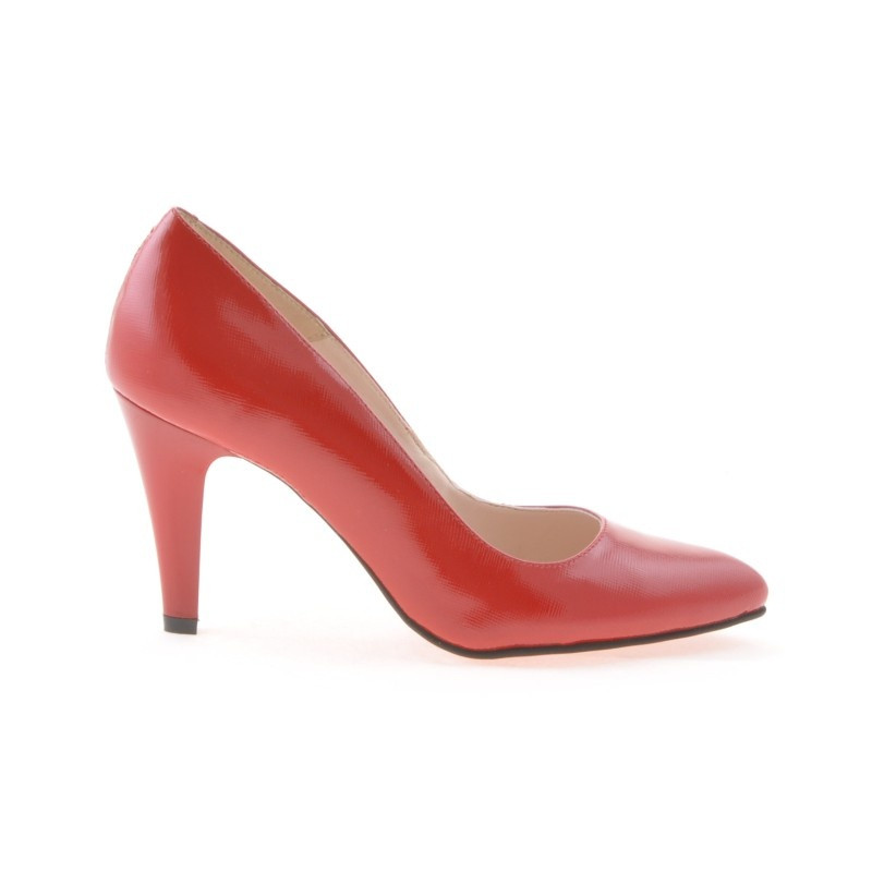 Zapatos elegantes de mujer 1234 charol rojo satinado