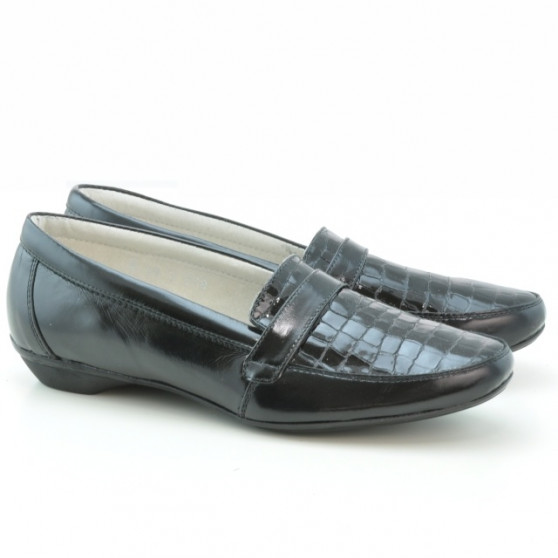 Zapatos casual para mujer (tallas grandes) 679m charol croco negro