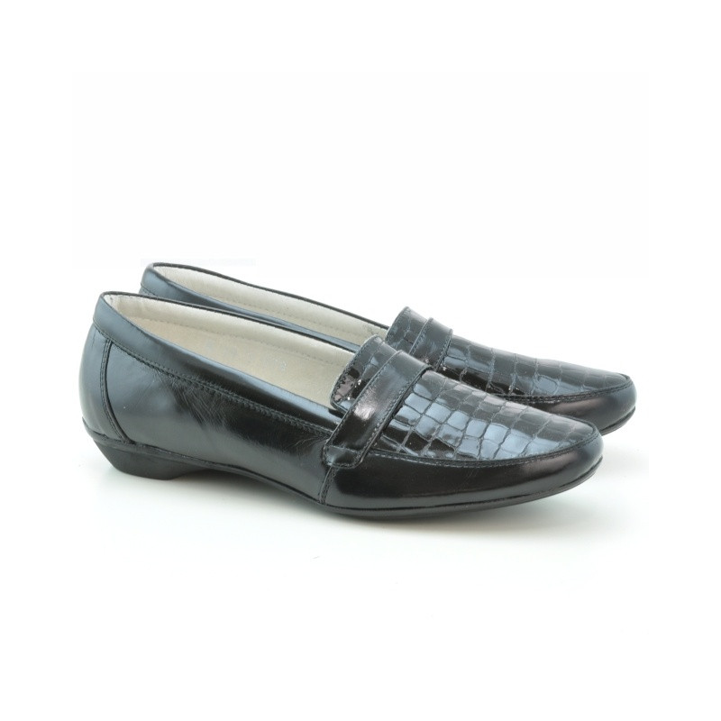Zapatos casual para mujer (tallas grandes) 679m charol croco negro