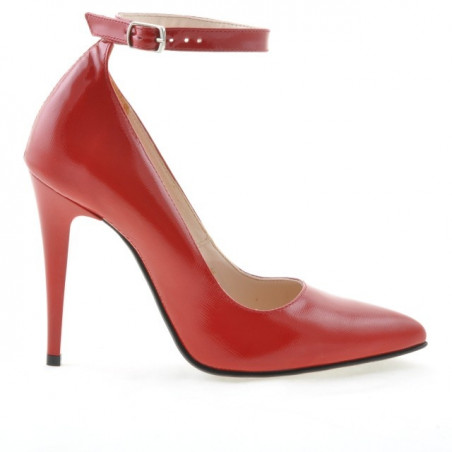 Zapatos elegantes de mujer 1247 charol rojo satinado