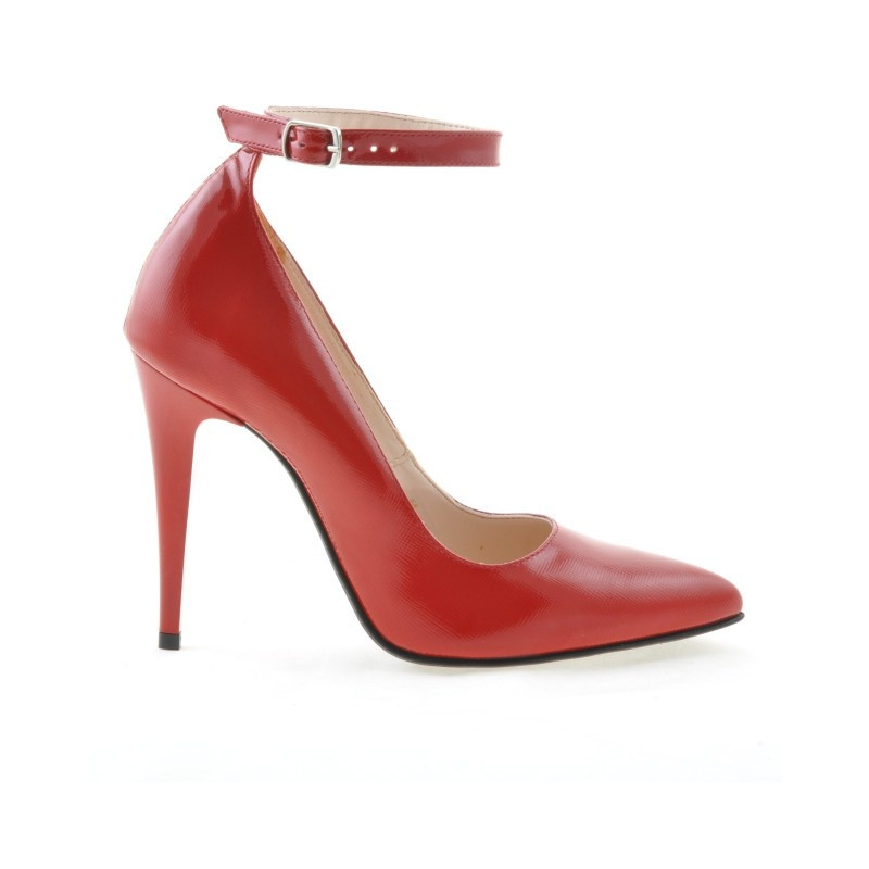 Zapatos elegantes de mujer 1247 charol rojo satinado