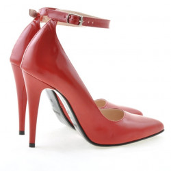 Zapatos elegantes de mujer 1247 charol rojo satinado