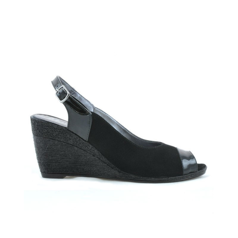 Sandalias de mujer 5019 charol negro+ante negro