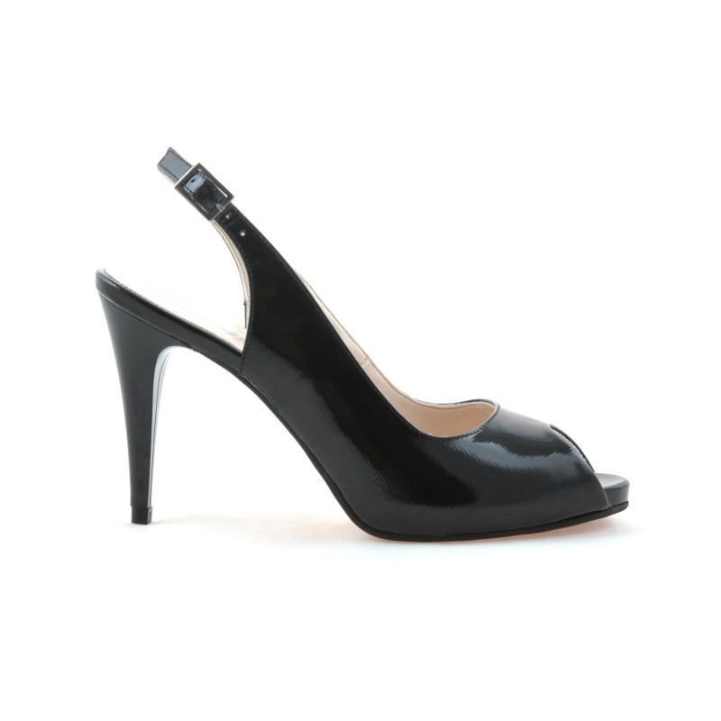 Sandalias mujer 1250 charol negro satinado