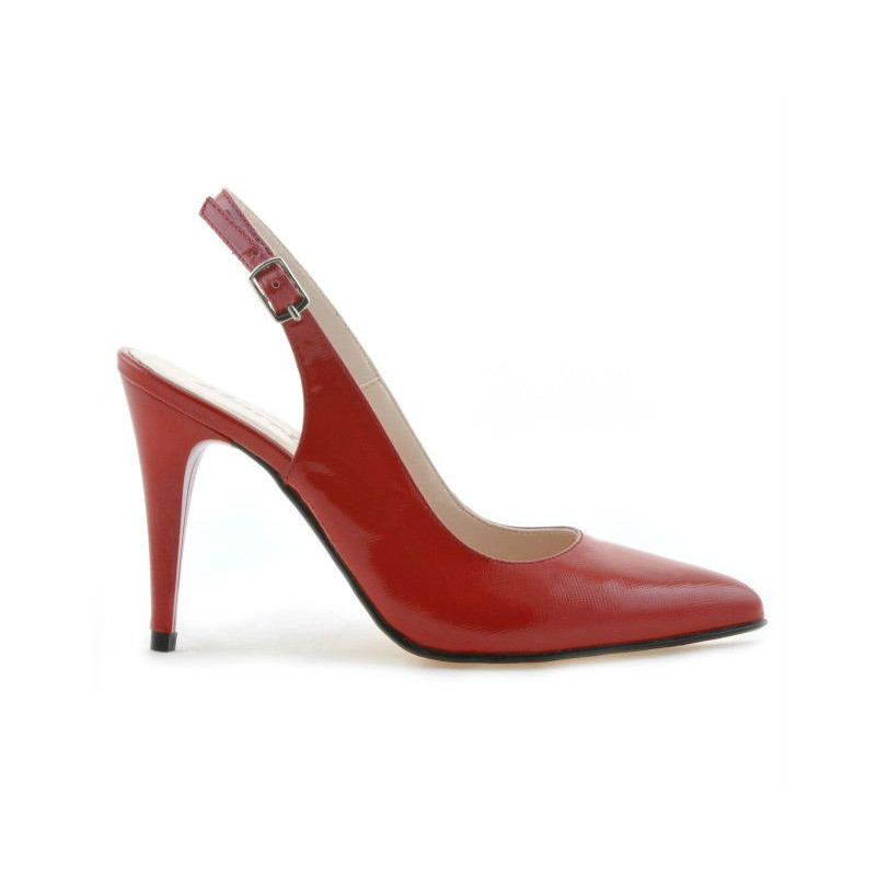 Sandalias de mujer 1249 charol rojo satinado