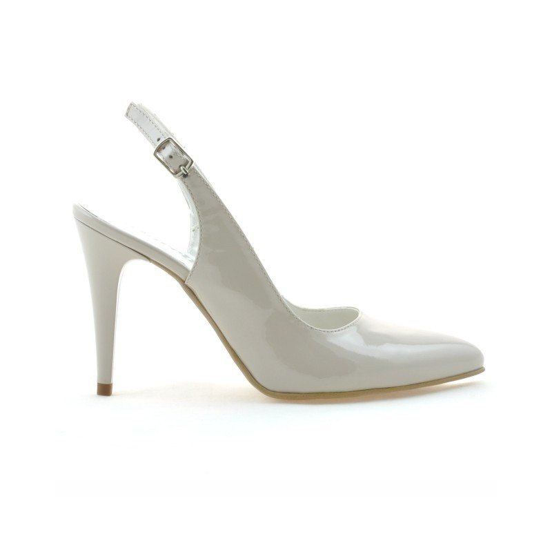 Sandalias dama 1249 charol beige nácar