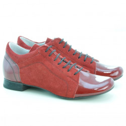 Zapatos casuales mujer 645 charol rojo combinado