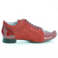 Zapatos casuales mujer 645 charol rojo combinado