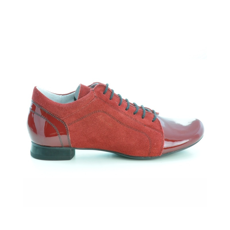Zapatos casuales mujer 645 charol rojo combinado