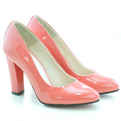 Zapatos elegantes de mujer 1214 charol rojo coral