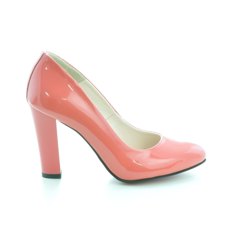 Zapatos elegantes de mujer 1214 charol rojo coral
