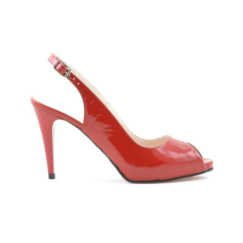Sandalia mujer 1250 charol rojo satinado