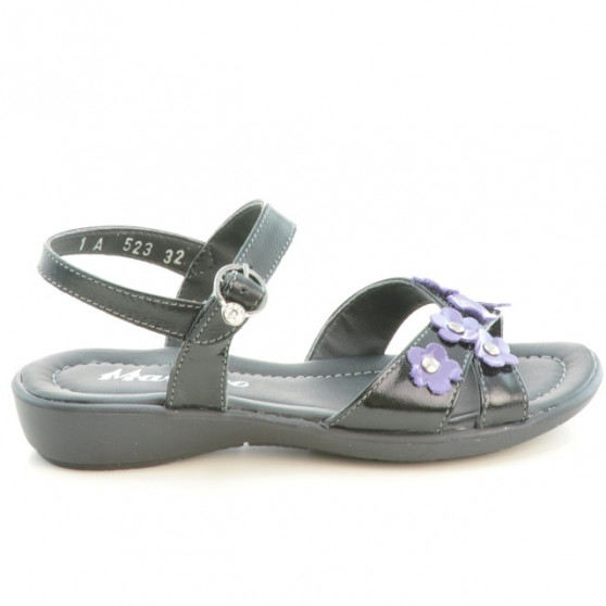 Sandalias para niños 523 charol negro+violeta