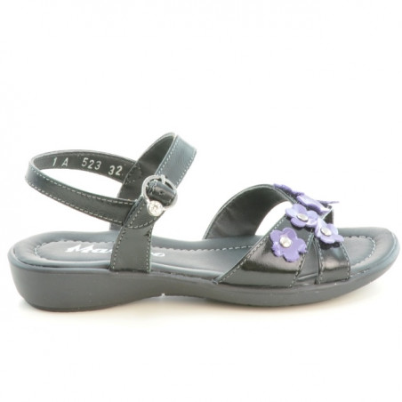 Sandalias para niños 523 charol negro+violeta