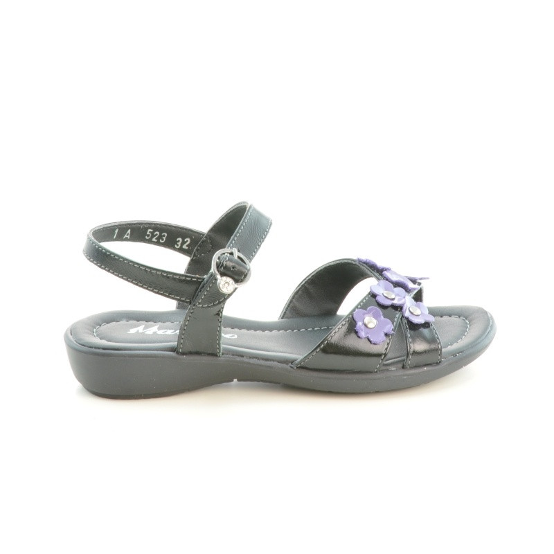 Sandalias para niños 523 charol negro+violeta