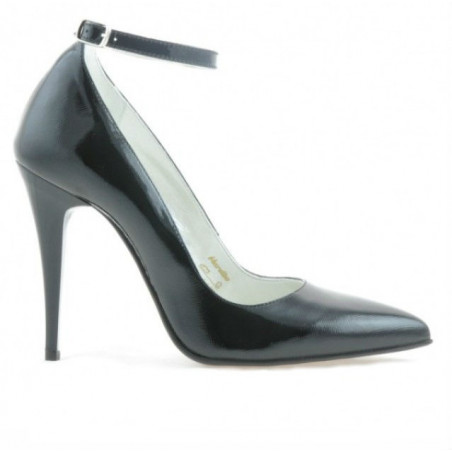 Zapatos elegantes de mujer 1247 charol negro satinado
