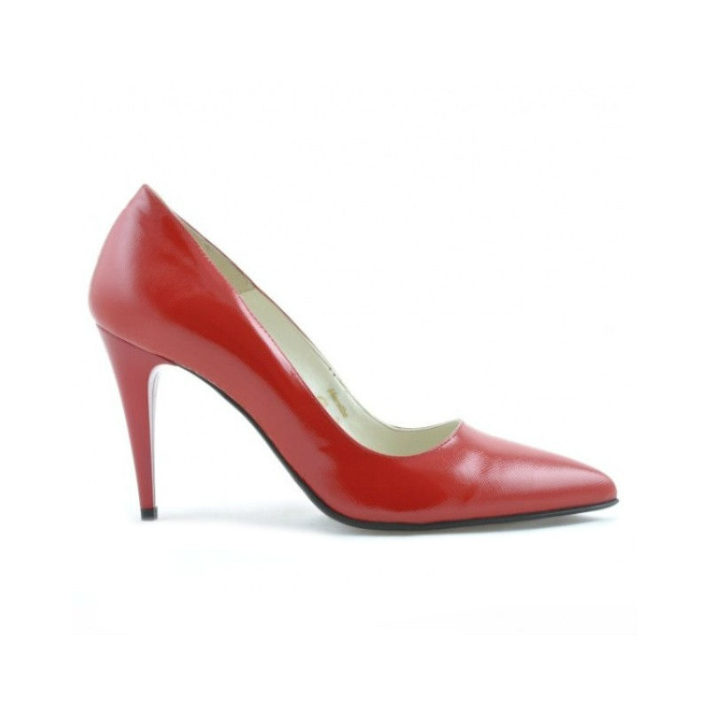 Zapatos elegantes de mujer 1246 charol rojo satinado