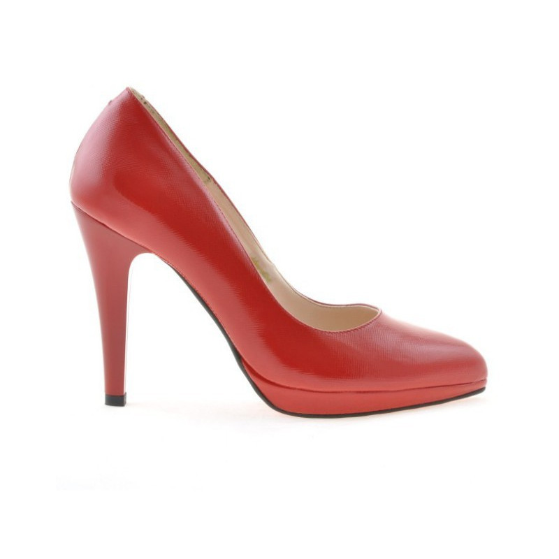 Zapatos elegantes de mujer 1233 charol rojo satinado