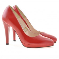 Zapatos elegantes de mujer 1233 charol rojo satinado
