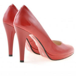 Zapatos elegantes de mujer 1233 charol rojo satinado