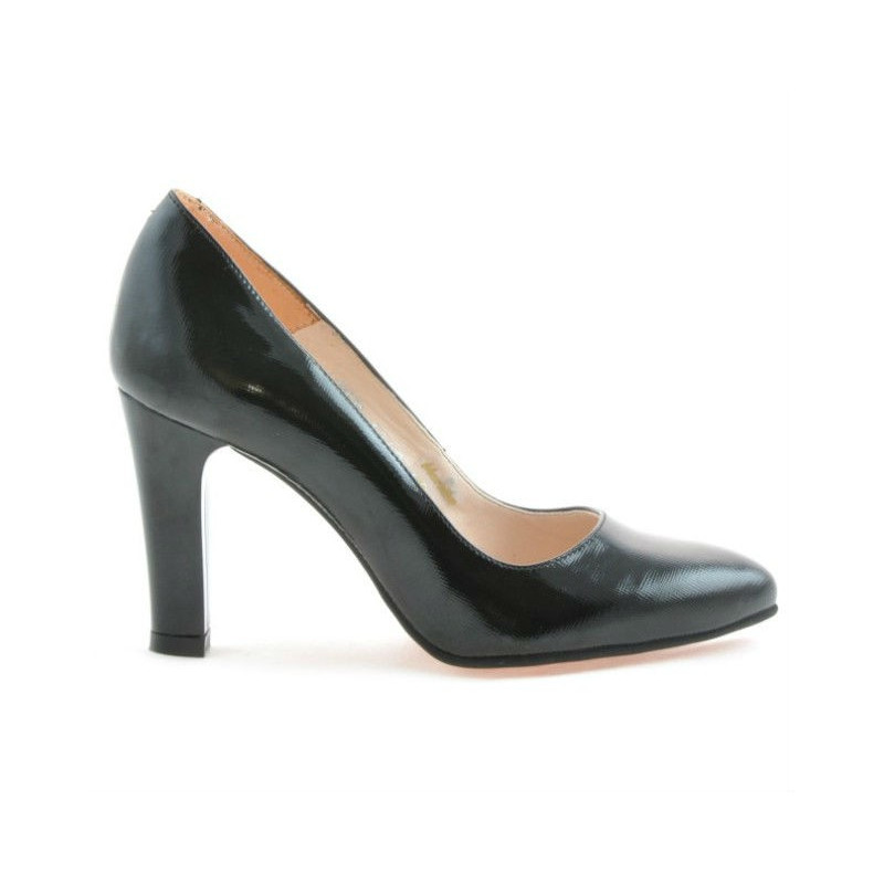 Zapatos elegantes de mujer 1243 charol negro satinado