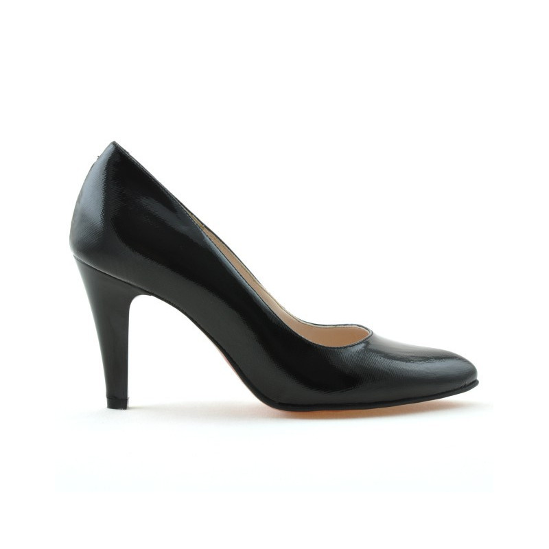 Zapatos elegantes de mujer 1234 charol negro satinado