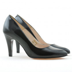 Zapatos elegantes de mujer 1234 charol negro satinado