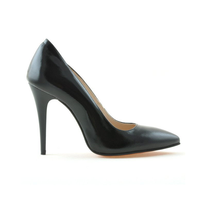 Zapatos elegantes de mujer 1241 charol negro satinado