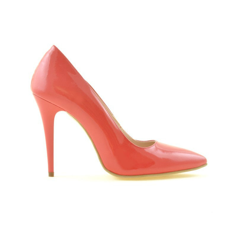 Zapatos elegantes de dama 1241 charol rojo coral