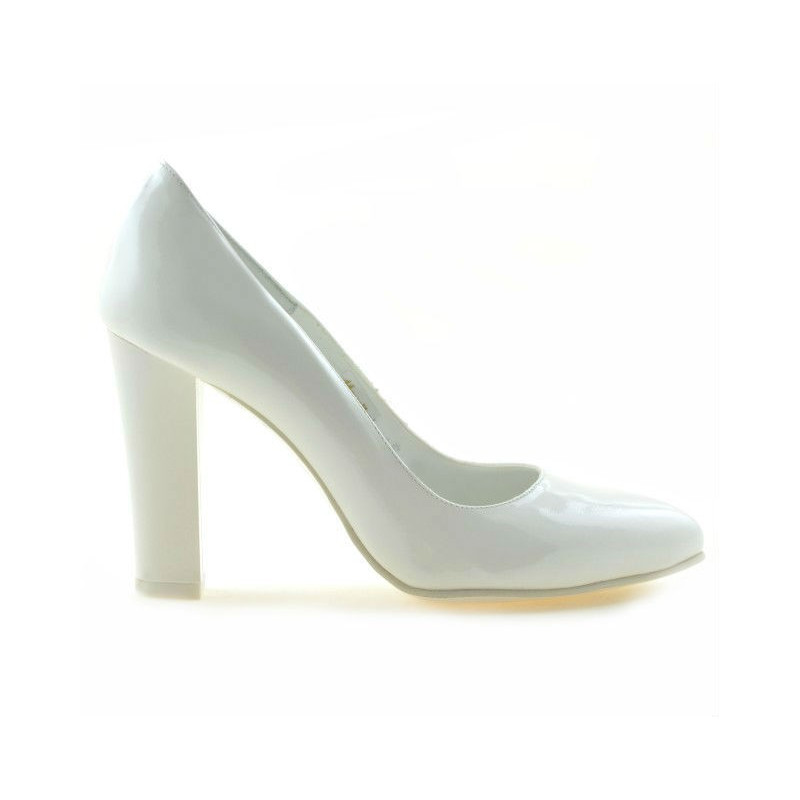 Zapatos elegantes de mujer 1214 charol blanco